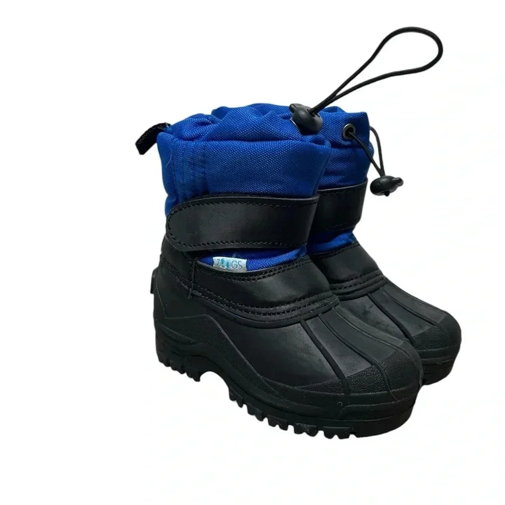 Zoogs Toddler Blue and Black Snow Boots with fleece lining Size 5